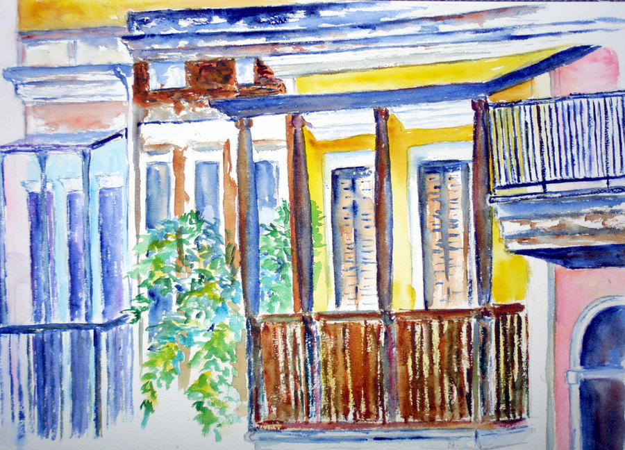 Old San Juan Balconies Painting by Patricia Beebe