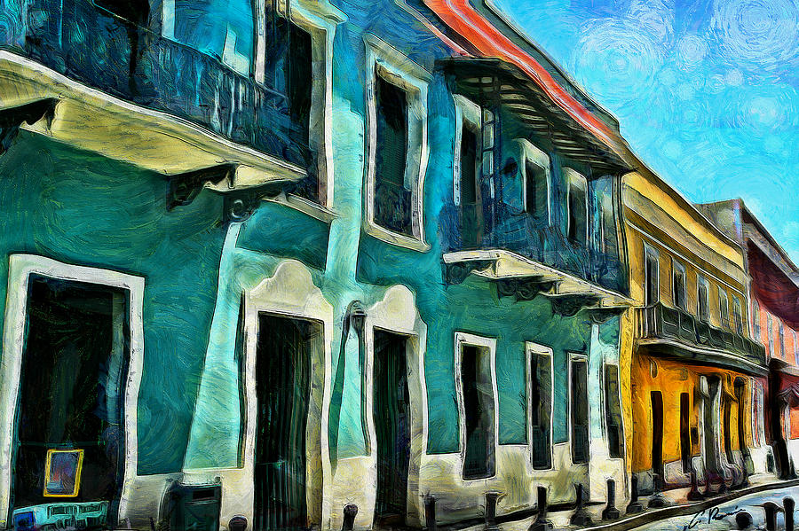 Old San Juan Street Painting by Charlie Roman