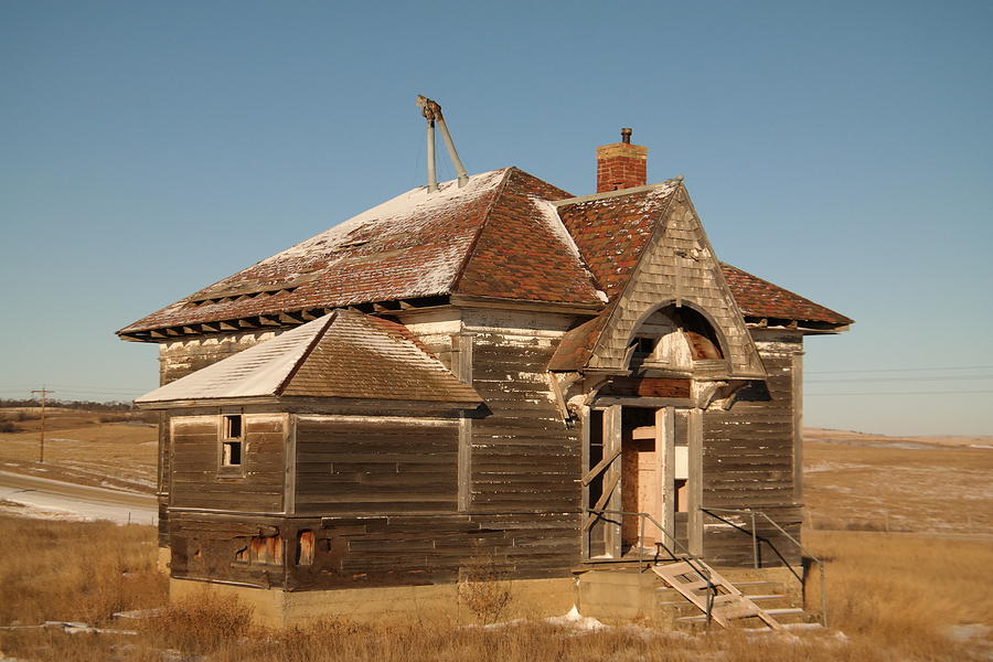 Vintage Photograph - Old Schoolhouse outside of Williston North Dakota by Jeff Swan
