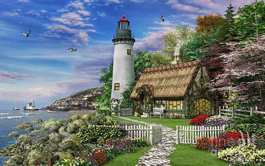Lighthouse Digital Art - Old Sea Cottage by MGL Meiklejohn Graphics Licensing