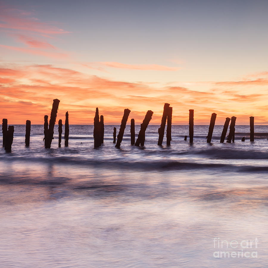 Sunset Photograph - Old Sea Defences Spurn Point Yorkshire by Colin and Linda McKie