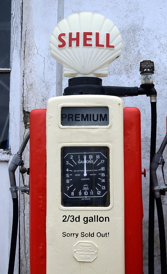 Old Shell Oil Gas Pump, Sold Out, England. Photograph by Tom Wurl