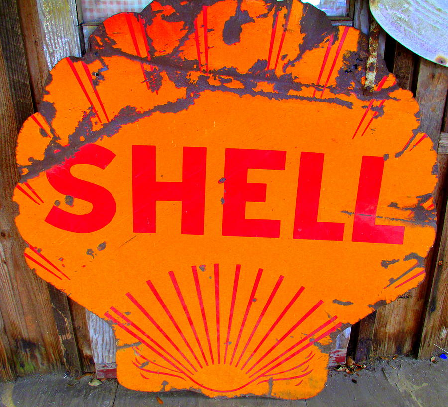 Old Shell Sign Photograph by Randall Weidner