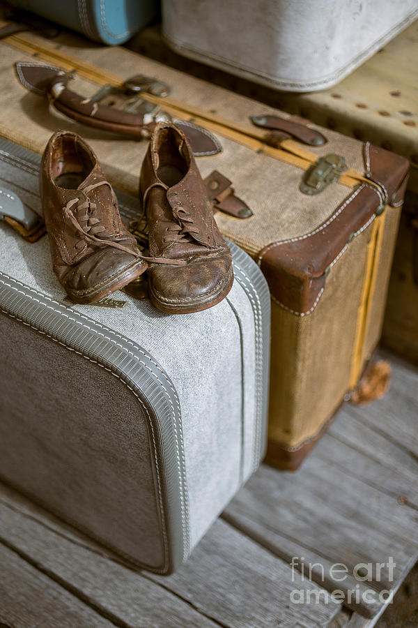 Vintage Photograph - Old Shoes and Packed Bags by Edward Fielding