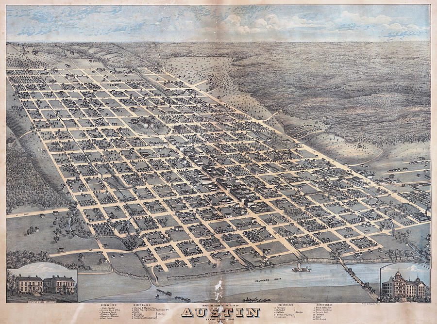 Old Site Map of Austin Texas 1873 Photograph by Suzanne Powers
