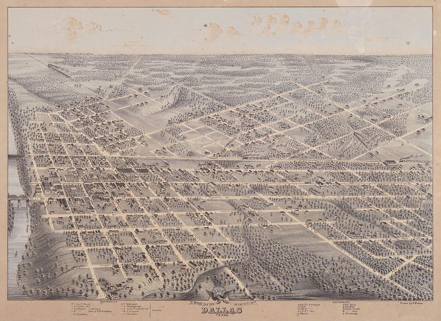 Old Site Map of Dallas Texas 1872 Photograph by Suzanne Powers