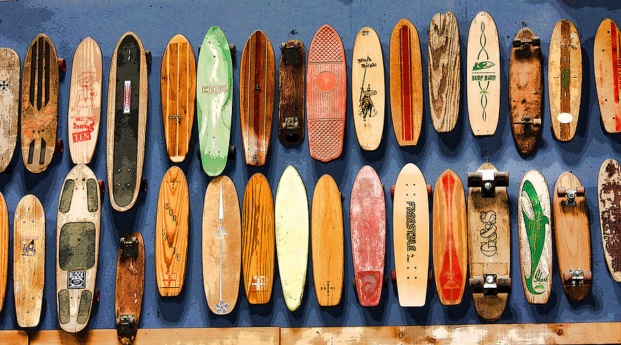 Old Skateboards on Display Photograph by Jan Garcia