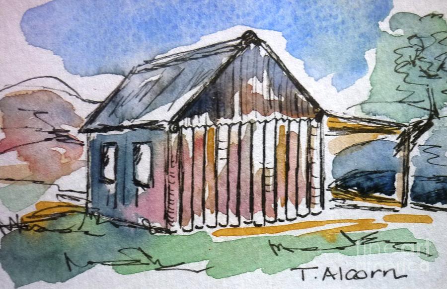 Old Slab Hut - original SOLD Painting by Therese Alcorn
