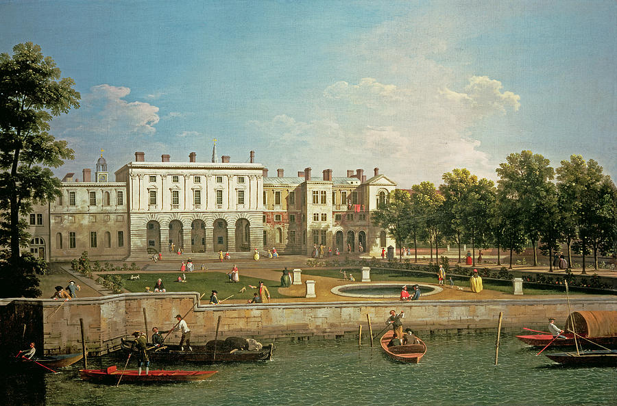 Old Somerset House From The River Painting by Canaletto