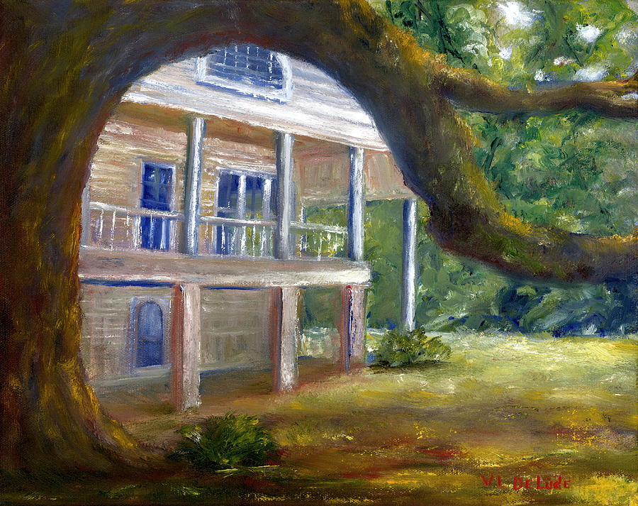 Old Southern Louisiana Mansion Plantation Painting by Lenora  De Lude