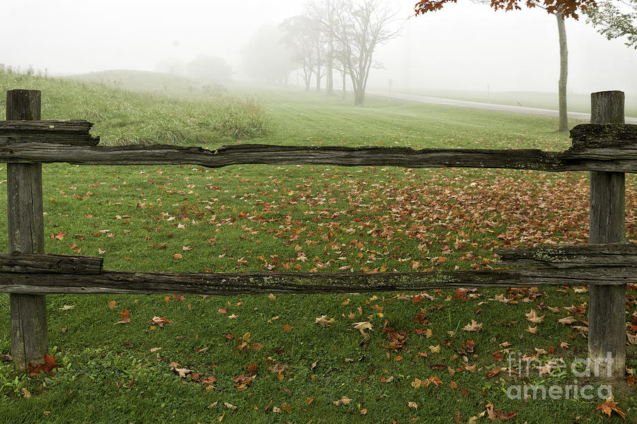 Old split-rail fence and fallen leaves Photograph by Les Palenik
