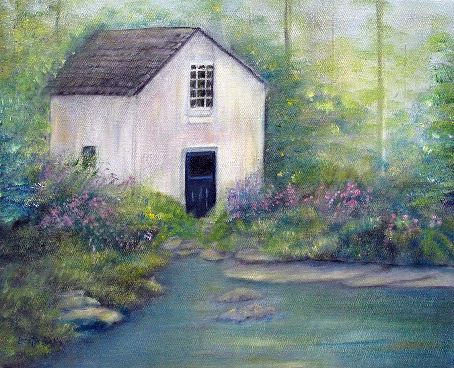 Old Springhouse Painting by Loretta Luglio
