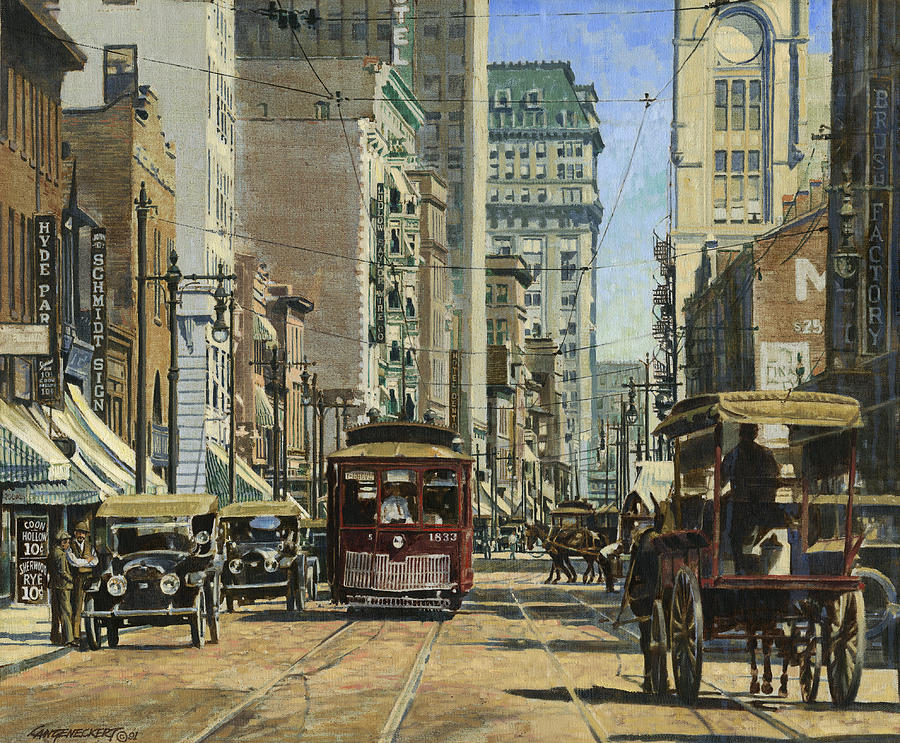 St Louis Missouri Painting - Old St. Louis 11th and Olive by Don  Langeneckert