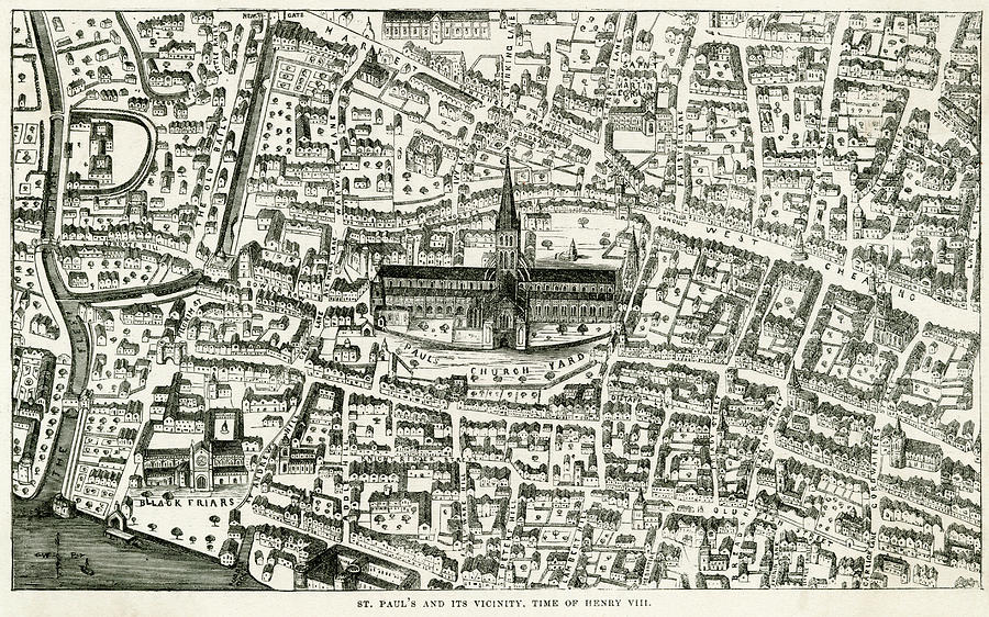 Old St Paul's And Its Vicinity, Time Drawing by Mary Evans Picture ...