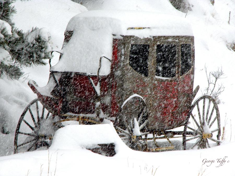 Old Stagecoach in snowstorm Photograph by George Tuffy