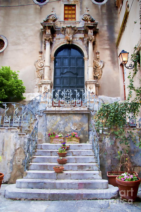 Sicily Photograph - Old Steps in Taormina Sicily by David Smith