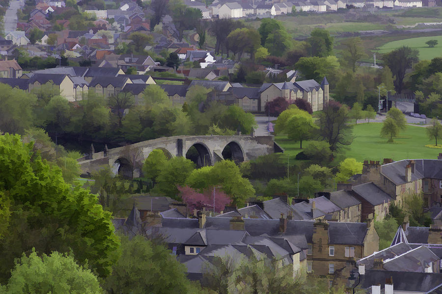 Old Stirling Bridge and houses as visible from Stirling Castle Photograph by Ashish Agarwal