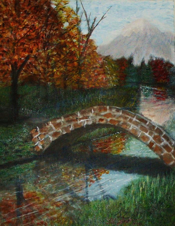 Fall Painting - Old Stone Bridge by Larry Lamb