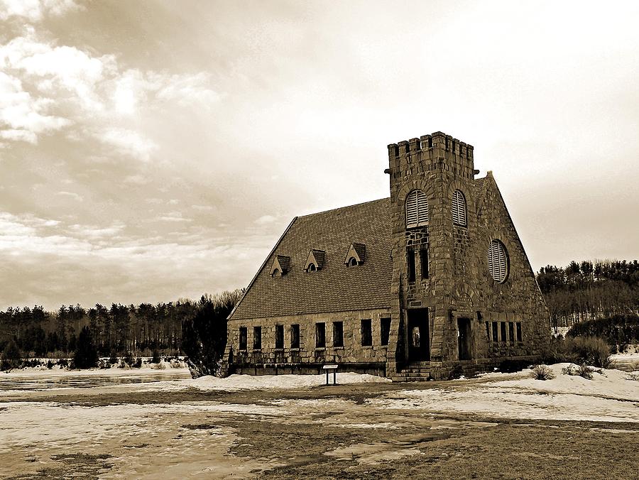 Old Stone Church in Sepia Photograph by Michael Saunders
