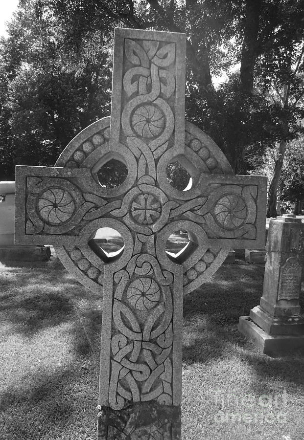 Halloween Photograph - Old Carved Stone Cross by Paula Talbert