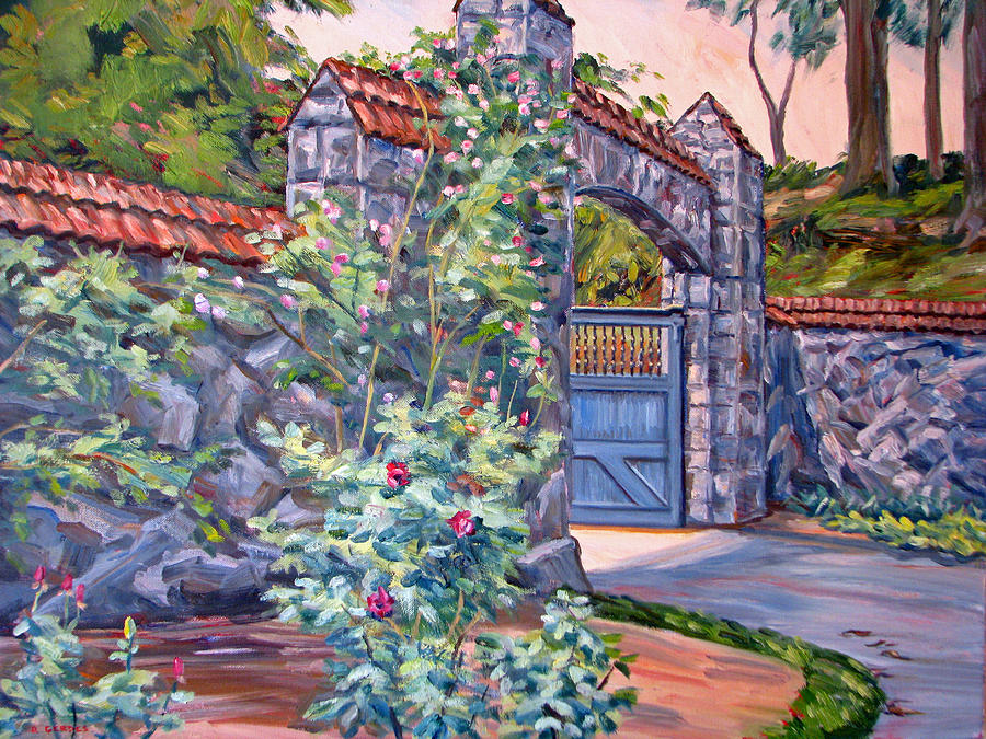 Rose Painting - Old Stone Gate by Robert Gerdes