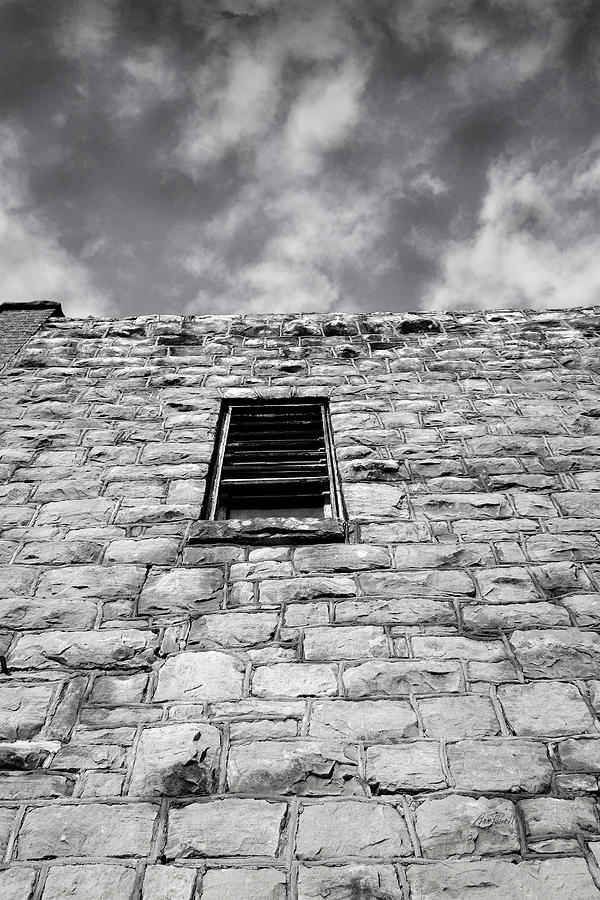 Old Stone Wall black and white photograph Photograph by Ann Powell