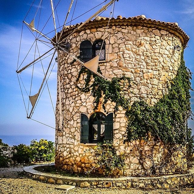 Windmill Photograph - Old Stone Windmill In Skinari On The by Alistair Ford