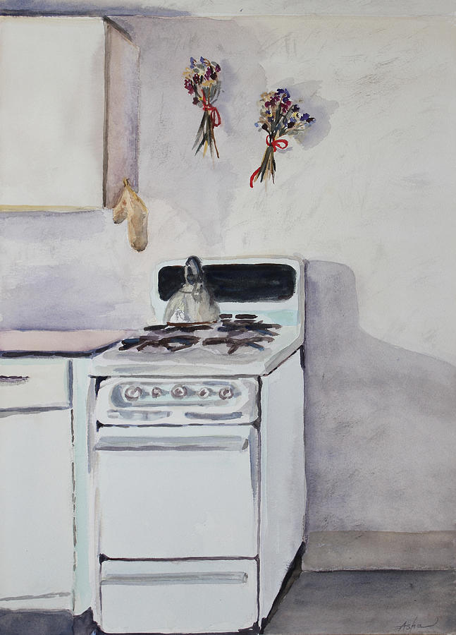 Old Stove and Shadows Painting by Asha Carolyn Young