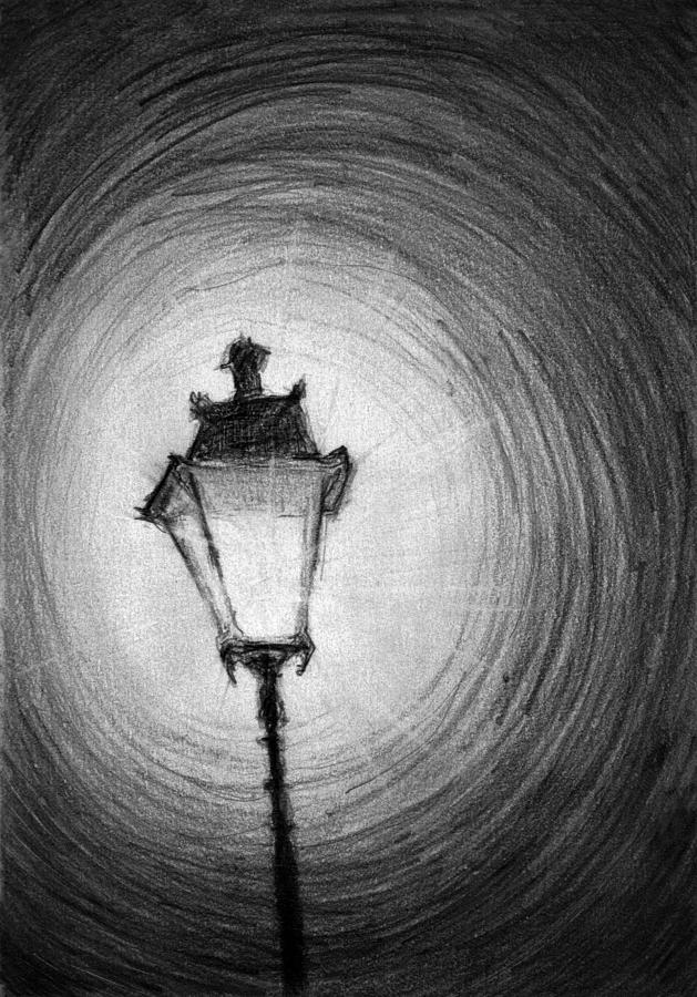 Violinist Hausarbeit emotional drawing street lamp Banzai Busen Jahr