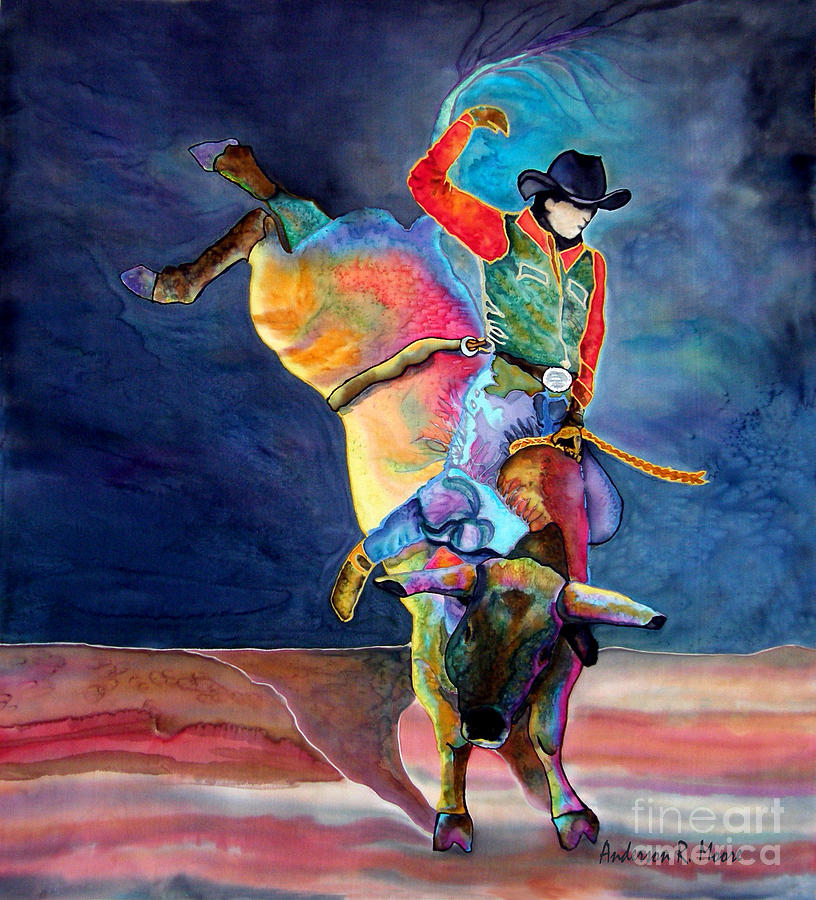 Bucking Bull Painting - Old Style Bull by Anderson R Moore