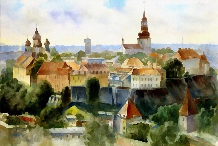 Old Tallinn Painting by Olga Lazareva