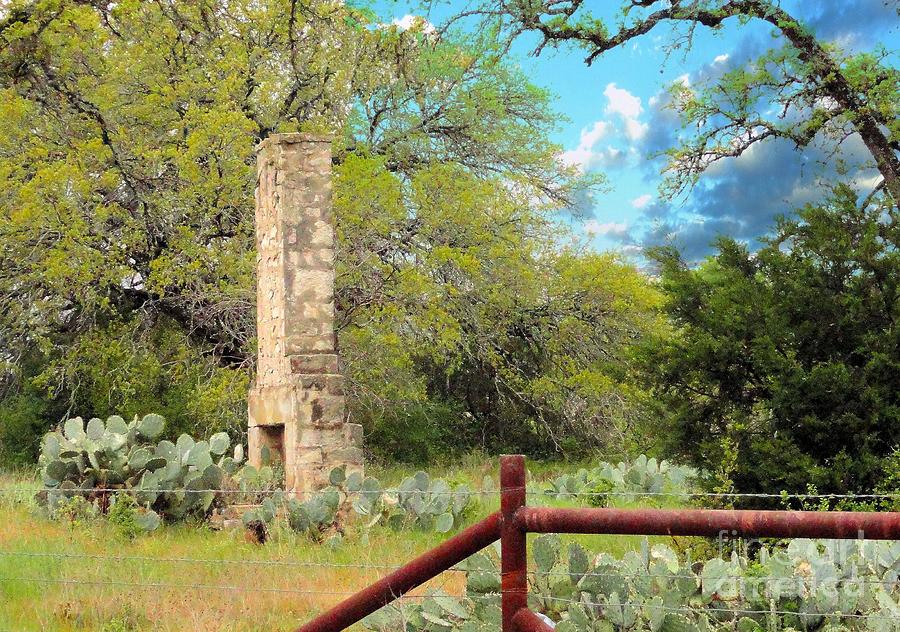 Old Stone Chimney and Cactus Photograph by Janette Boyd