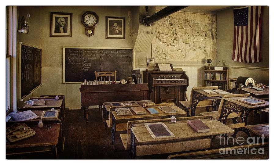 Vintage Photograph - Old Time Learning by Priscilla Burgers
