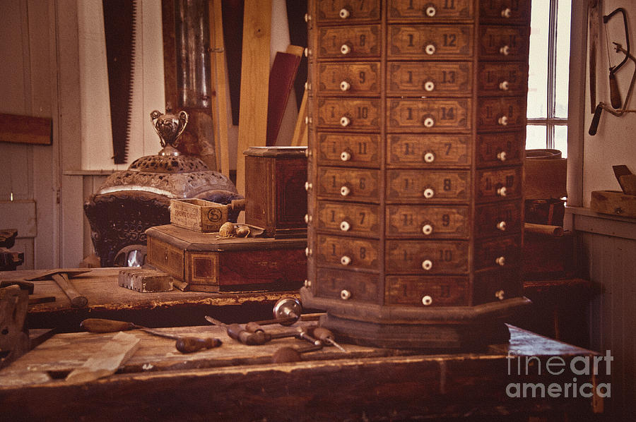 Old Time Woodworking Tools and Bench Vintage Photograph by Lee Craig