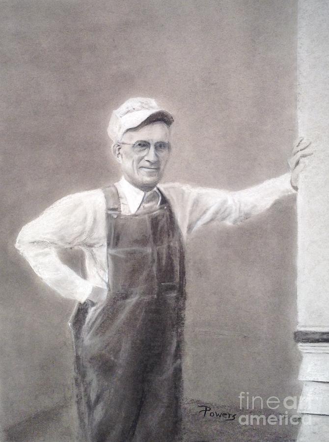 Old-timer in Overalls Drawing by Mary Lynne Powers