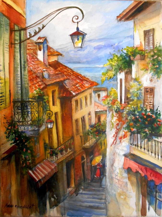 Old town in France Painting by Anna Rozenblat - Pixels