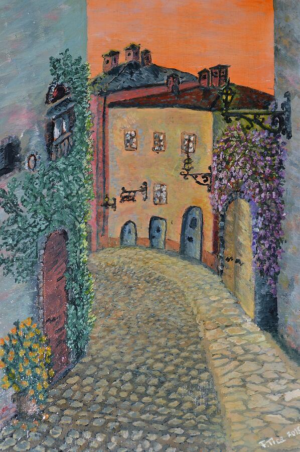 Old town in Piedmont Painting by Felicia Tica