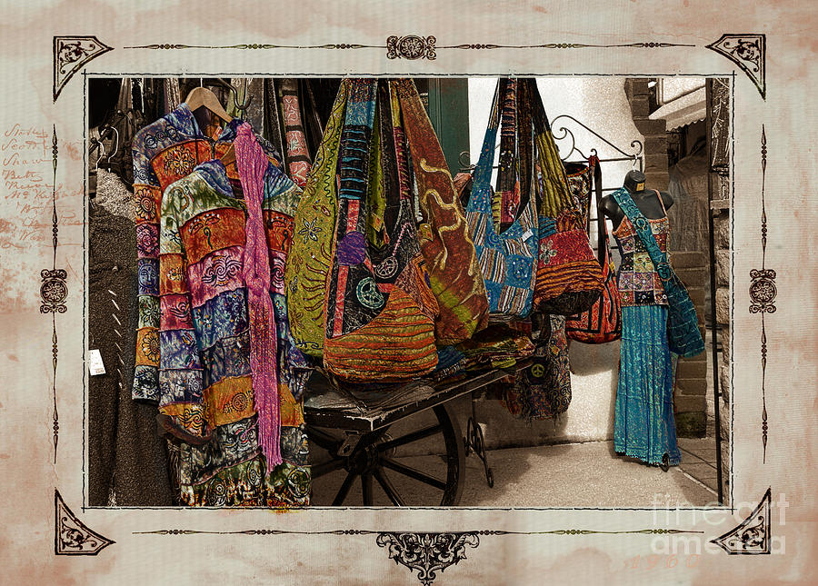 Old Town San Diego Marketplace Clothing distressed textured border Photograph by Sherry  Curry
