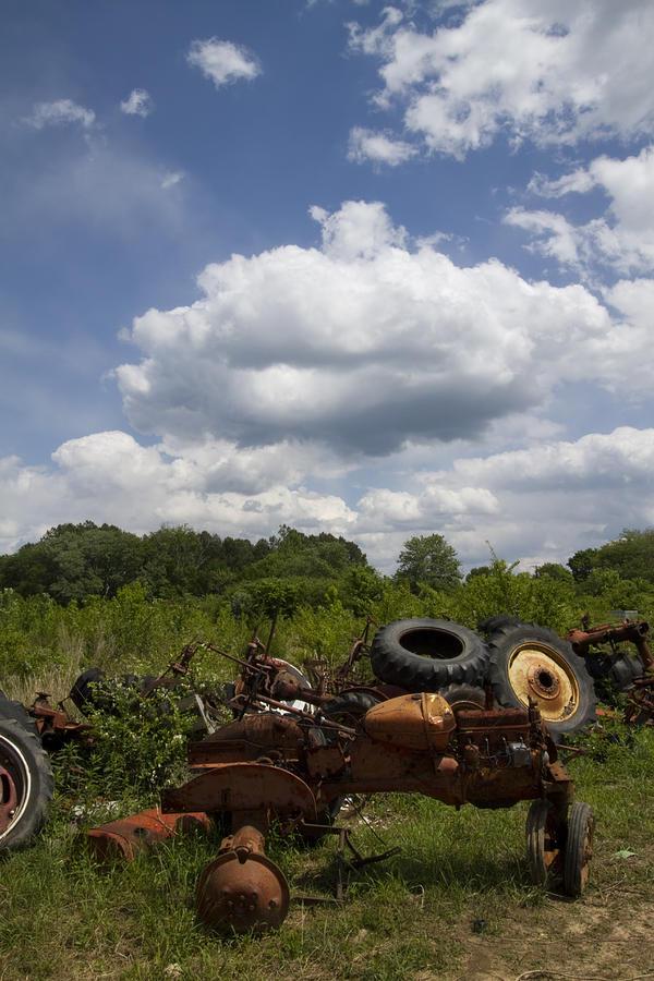 Vintage Photograph - Old Tractor Junkyard by Kathy Clark