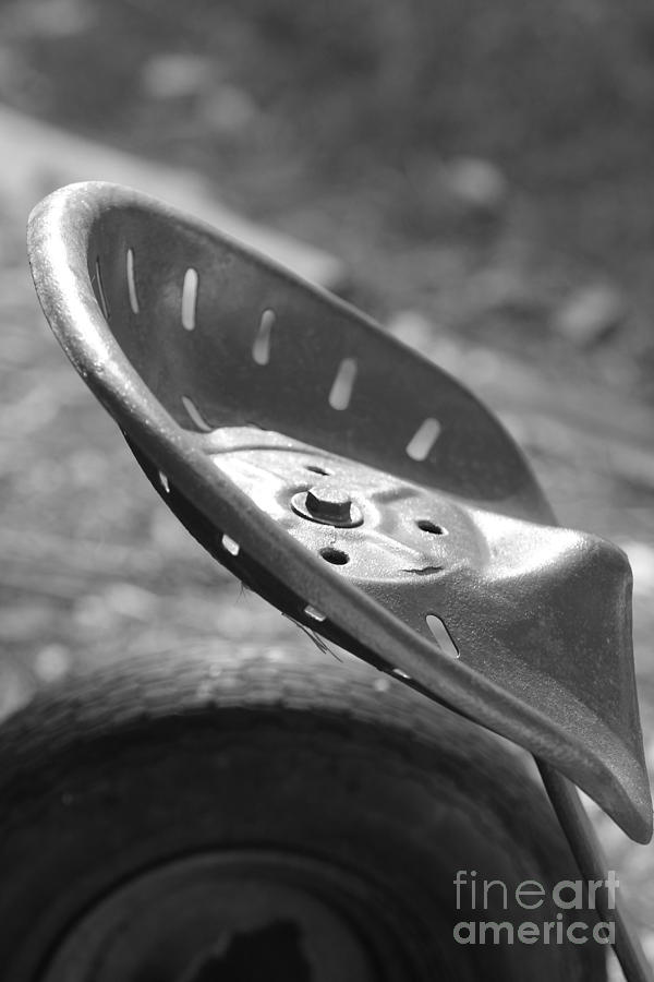 Black And White Photograph - Old Tractor Seat by Kathy DesJardins