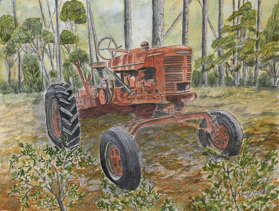 Farm Painting - Old Tractor Vintage Art by Derek Mccrea