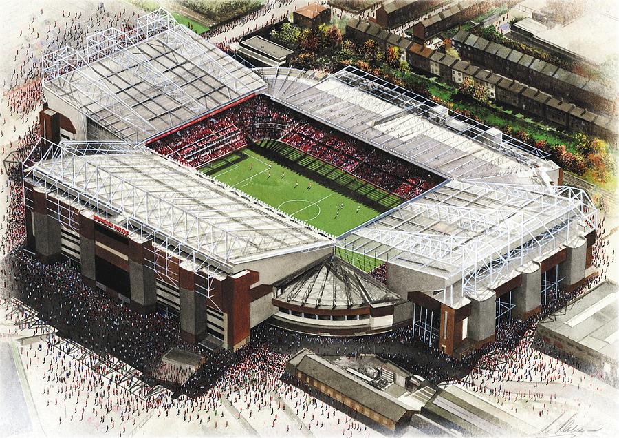 Football Painting - Old Trafford - Manchester United by Kevin Fletcher