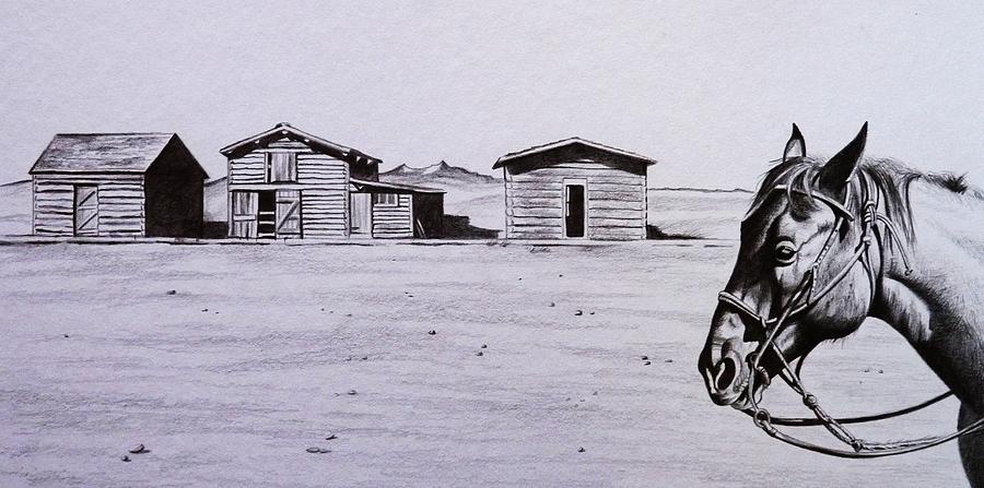 Western Painting - Old Trail Town by Lucy Deane Western Painting - Old Trail Town by Lucy Deane
