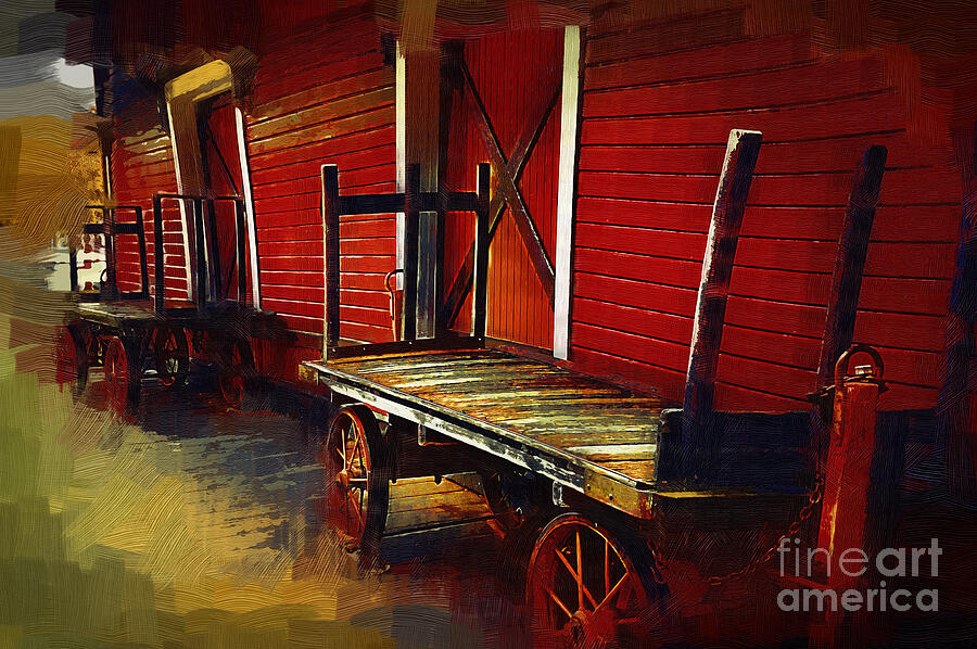 Old Train Station Carts Digital Art by Kirt Tisdale