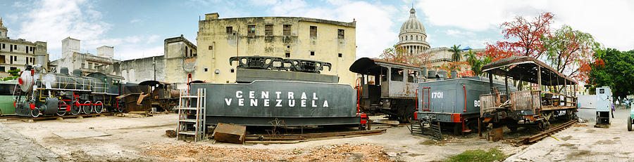 Architecture Photograph - Old Trains Being Restored, Havana, Cuba by Panoramic Images