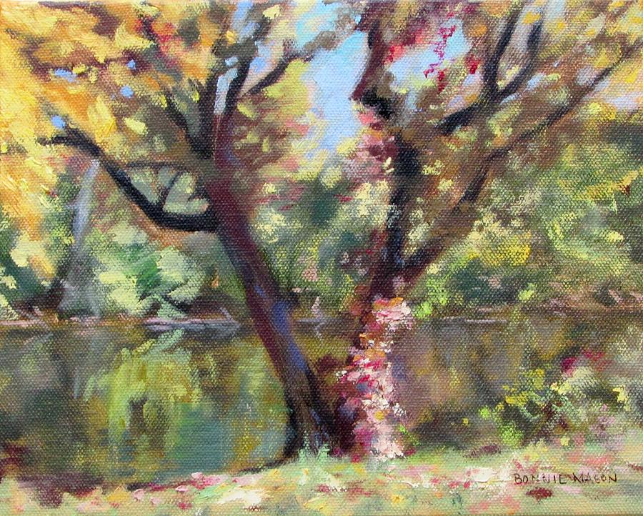 Old Tree by the River Painting by Bonnie Mason