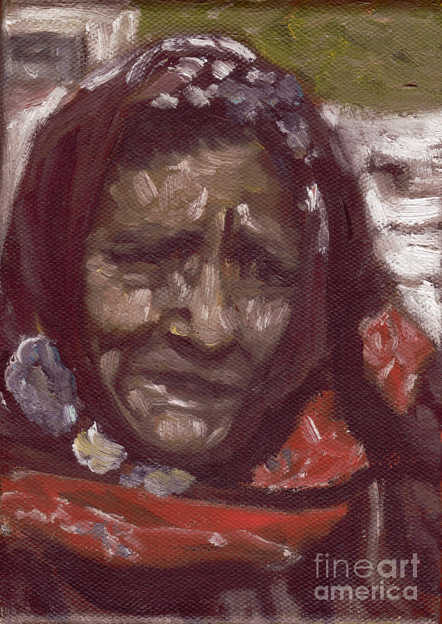 Old Tribal Woman from India Painting by Mukta Gupta