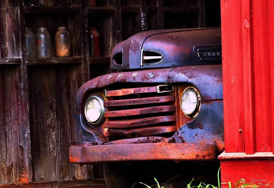 Old Truck and Red Barn 001 Photograph by George Bostian