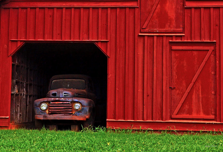 Old Truck and Red Barn 002 Photograph by George Bostian