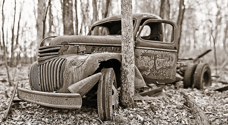 Truck Photograph - Old Truck in the Woods by Brian Mollenkopf